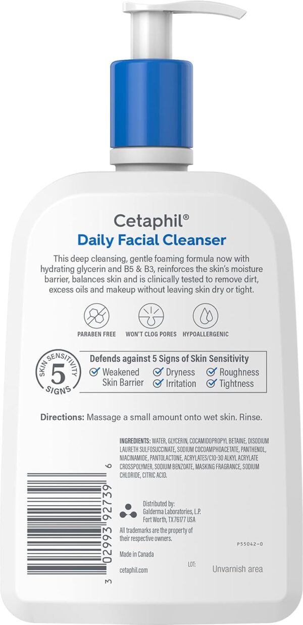 Cetaphil Face Wash, Daily Facial Cleanser for Sensitive, Combination to Oily Skin, Mother's Day Gifts, NEW 20 oz, Gentle Foaming, Soap Free, Hypoallergenic - Image 11