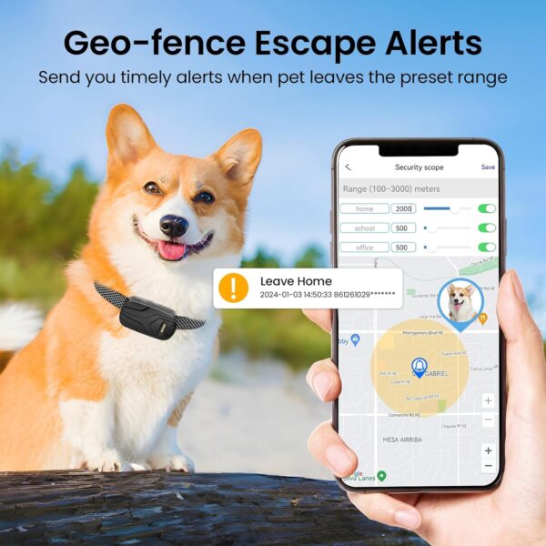 GPS Tracker & Health Monitoring for Dogs,Wireless Fence 2 in 1 Pet Tracking Smart Collar,Unlimited Range,Real-Time GPS Tracker for Pets,Wellness & Escape Alerts Waterproof,Works with Any Smartphone - Image 4