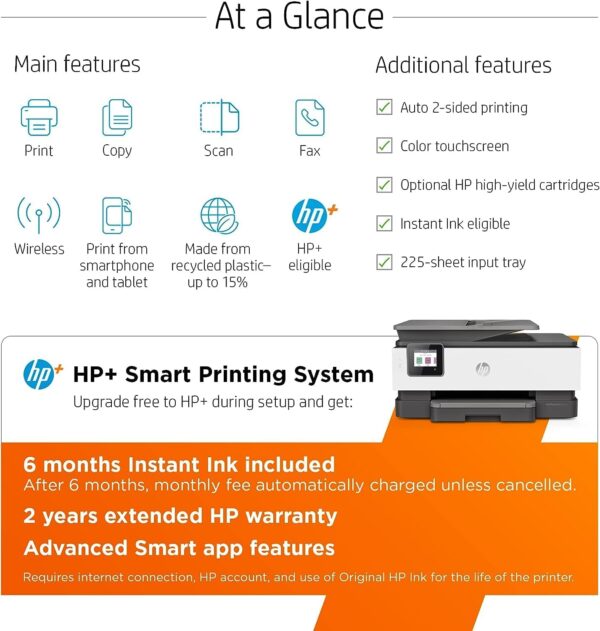 HP OfficeJet Pro 8025e Wireless Color All-in-One Printer with Bonus 6 Free Months Instant Ink (1K7K3A) (Renewed Premium),Grey - Image 4