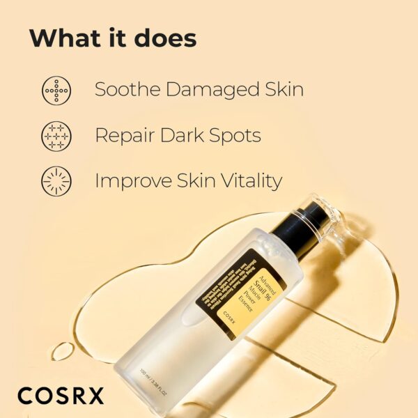 COSRX Snail Mucin 96% Power Repairing Essence 3.38 fl.oz 100ml, Hydrating Serum for Face with Snail Secretion Filtrate for Dull Skin & Fine Lines, Korean Skincare - Image 6