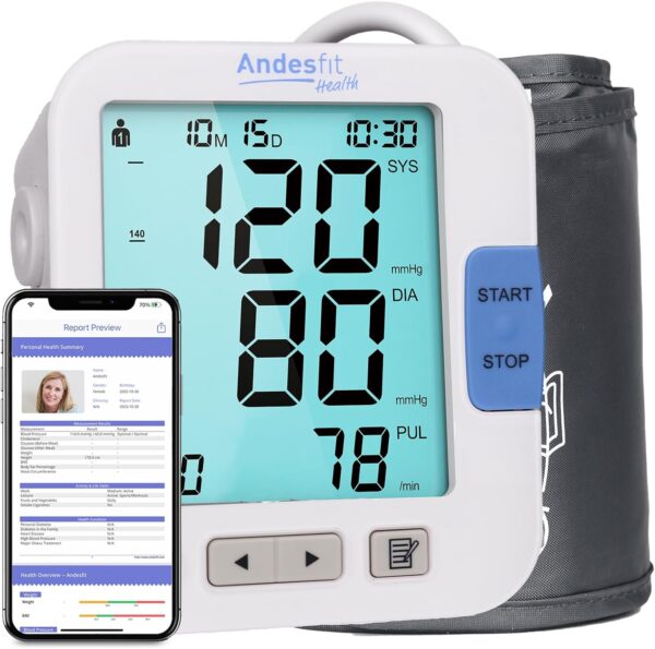 High Accuracy Smart Wireless Blood Pressure Monitor with APP Extra Large Cuff XL 13-21 inch Size Andesfit Automatic Upper Arm for Home use Travel Apple Health Bluetooth Compatible Irregular Heartbeat - Image 10