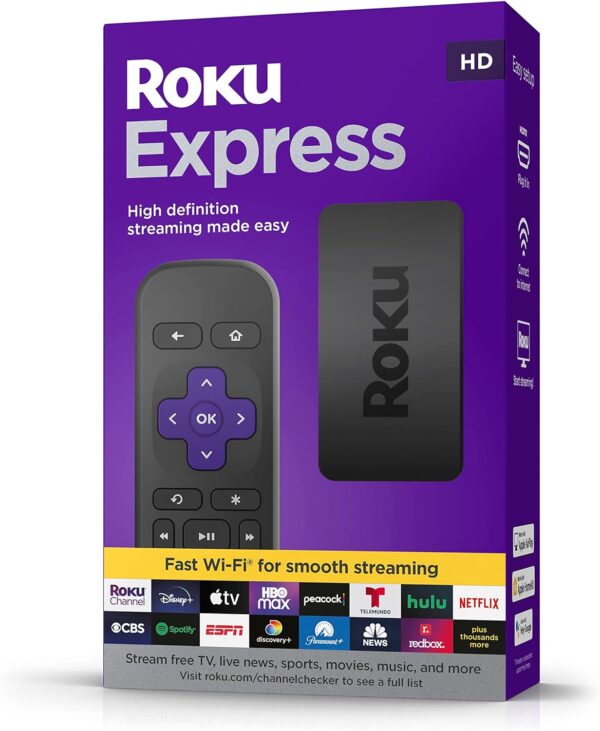 Roku Express | HD Roku Streaming Device with Standard Remote (no TV controls), Free & Live TV - Image 2