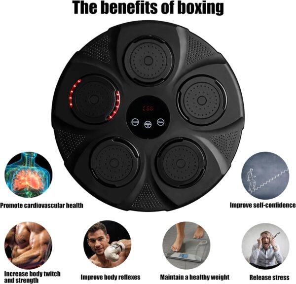 Music Boxing Machine, Smart Bluetooth Interactive Wall-Mounted Punching Trainer with Gloves, Home Workout & Agility Training Equipment for Kids and Adults - Image 5