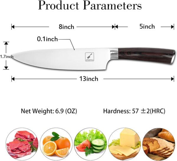 imarku Japanese Chef Knife - Sharp Kitchen Knife 8 Inch Chef's Knives HC Steel Paring Knife, Unique Gifts for Men and Women, Gifts for Mom or Dad, Kitchen Gadgets with Premium Gift Box - Image 5