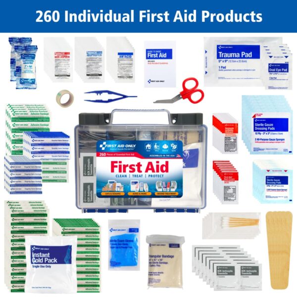 First Aid Only 91248 OSHA-Compliant All-Purpose 50-Person Emergency First Aid Kit for Home, Work, and Travel, 260 Pieces - Image 4