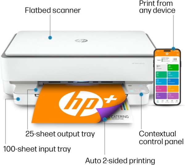 HP ENVY 6055e Wireless Color Inkjet Printer, Print, scan, copy, Easy setup, Mobile printing, Best-for-home, Instant Ink with HP+ (3 months included),white - Image 5