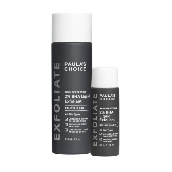 Paula's Choice Skin Perfecting 2% BHA Liquid Salicylic Acid Exfoliant Duo, Gentle Exfoliator for Blackheads, Large Pores, Wrinkles & Fine Lines, Includes 1 Full Size Bottle & 1 Travel Size Bottle - Image 2