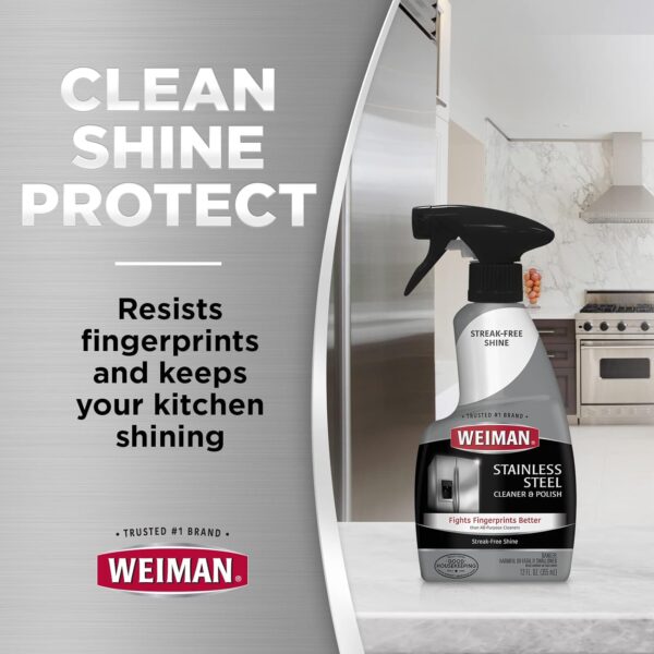 Weiman Stainless Steel Cleaner and Polish - Microfiber Cloth - Protects Appliances from Fingerprints and Leaves a Streak-Free Shine for Refrigerator | Dishwasher | Oven | Grill - Image 4