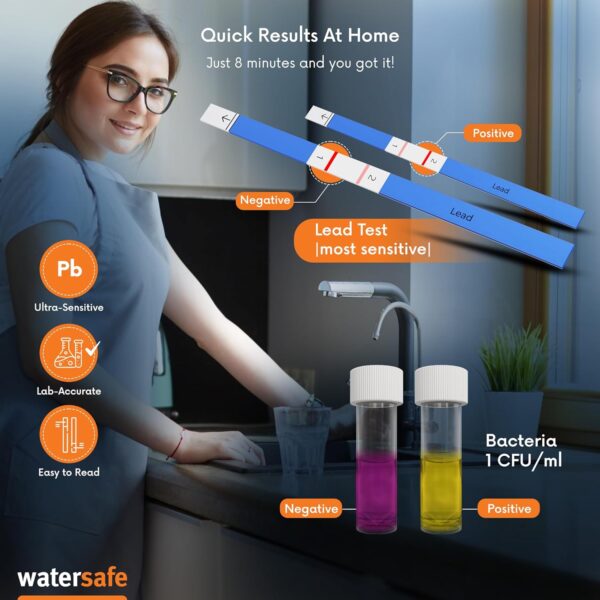 The Original Water Testing Kit for Drinking Water, Well and Tap Water, Sensitive Lead in Water Test, Bacteria, Hardness, pH, Nitrates, Easy Instructions, Lab-Accurate Results, 1 Kit - Image 7