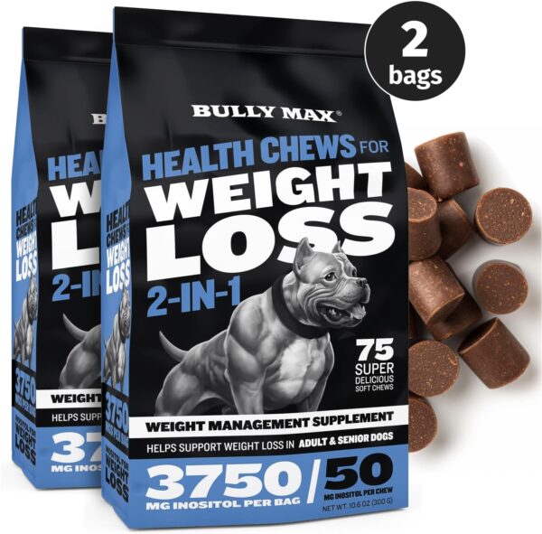 Bully Max 2-in-1 Dog Weight Loss Supplement Chews for Adult and Senior Dogs - Healthy Dog Food Supplement for Immunity & Weight Control - Dog Treats Vitamins - 2 Packs, 75 Soft Chews per Pack - Image 3