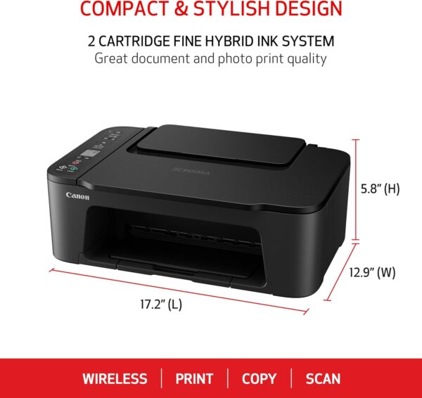 Canon PIXMA TS3520 Compact Wireless All-in-One Printer, Black - Image 3