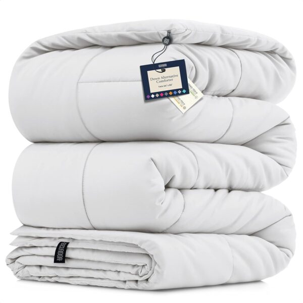 BELADOR White Comforter Duvet Insert Twin Size Bed Comforter- All-Season Down Alternative Comforters, Mid-Plush Lightweight Comforter, Box Quilted Siliconized Fiberfill Oeko-Tex Hotel Comforter - Image 2