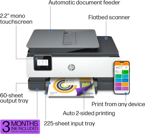 HP OfficeJet 8015e Wireless Color All-in-One Printer with 3 months of ink included - Image 4