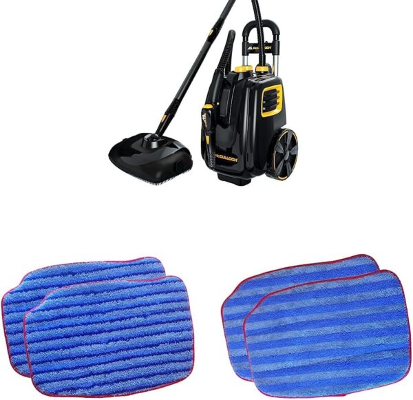 McCulloch MC1385 Deluxe Canister Steam Cleaner with 23 Accessories & Replacement Scrubbing Microfiber Mop Pad for MC1375, MC1385, 2-Pack & A1375-100 Replacement Traditional Microfiber Mop Pad, 2-Pack - Image 2