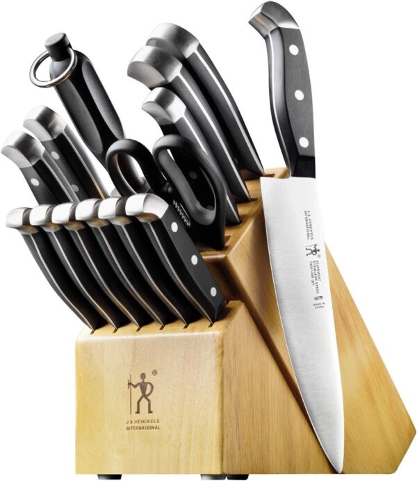 HENCKELS Premium Quality 15-Piece Knife Set with Block, Razor-Sharp, German Engineered Knife Informed by over 100 Years of Masterful Knife Making, Lightweight and Strong, Dishwasher Safe - Image 2