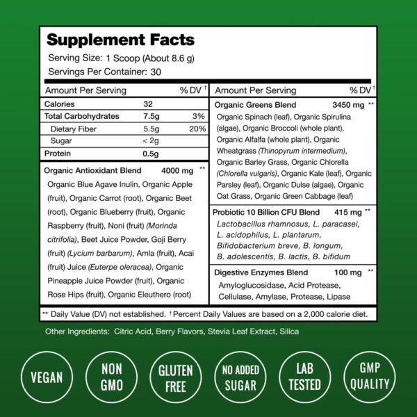 NutraChamps Super Greens Powder and Super Greens Antioxidant Powder Bundle - Image 3