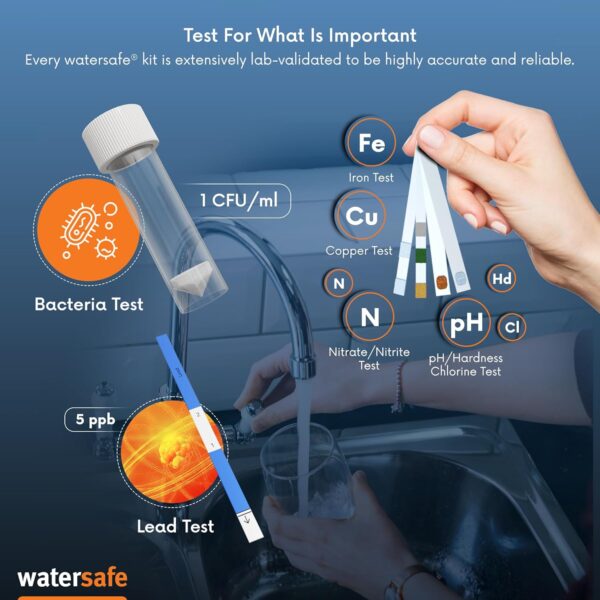 The Original Water Testing Kit for Drinking Water, Well and Tap Water, Sensitive Lead in Water Test, Bacteria, Hardness, pH, Nitrates, Easy Instructions, Lab-Accurate Results, 1 Kit - Image 6