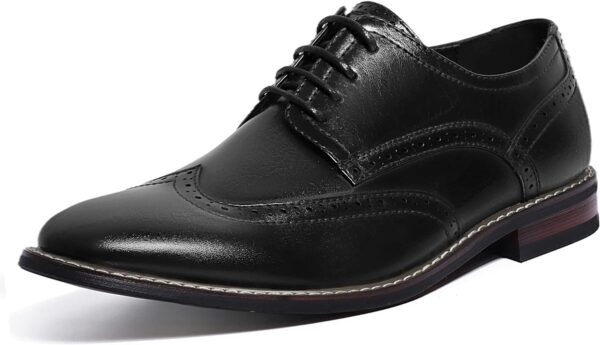 Mofri Men's Oxford Dress Shoes, Comfortable Cap Toe, Leather, Flexible, Breathable, Flat Heel, Lace-Up, Size 9, US - Image 2