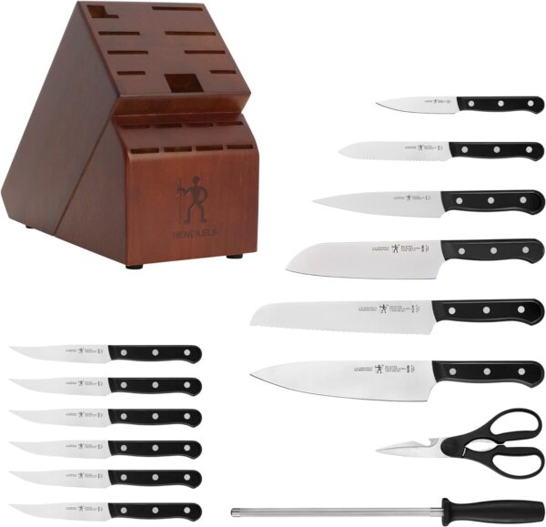 HENCKELS Solution Razor-Sharp 15-pc Knife Set, Chef Knife, Bread Knife, Steak Knife, German Engineered Informed by 100+ Years of Mastery, Black/Stainless Steel - Image 3