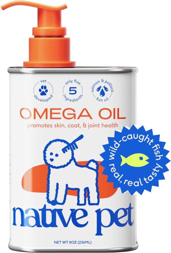 Native Pet Omega 3 Fish Oil for Dogs - Made with Wild Alaskan Salmon Oil with Omega 3 EPA DHA - Supports Itchy Skin + Mobility - Liquid Pump is Easy to Serve - a Fish Oil Dogs Love! (8 oz) - Image 2