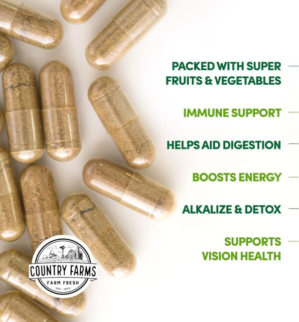 COUNTRY FARMS Super Fruits and Veggies Capsules, Whole Food Supplement, Powerful Antioxidant, Supports Energy, Immune Health, Boosts Digestive Health, 30 Super Foods, 30 Servings - Image 4