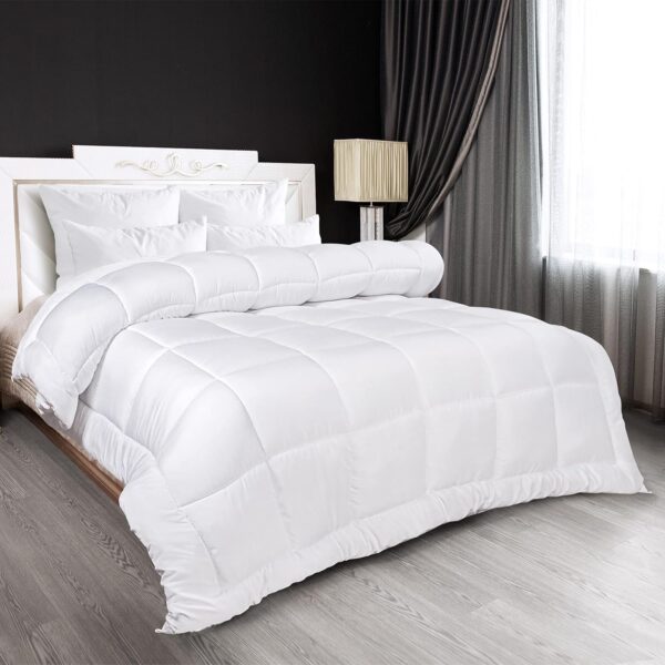 Utopia Bedding All Season Down Alternative Quilted Queen Comforter - Duvet Insert with Corner Tabs - Machine Washable - Bed Comforter - White - Image 5