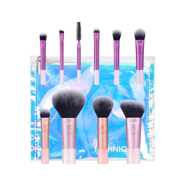 Real Technique Travel Fantasy Mini Brush Kit, Makeup Brushes For Eyeshadow, Highlight, Contour, Powder, & Concealer, Travel-Sized Brushes & Cosmetic Bag, Synthetic Bristles, 11 Piece Set - Image 4