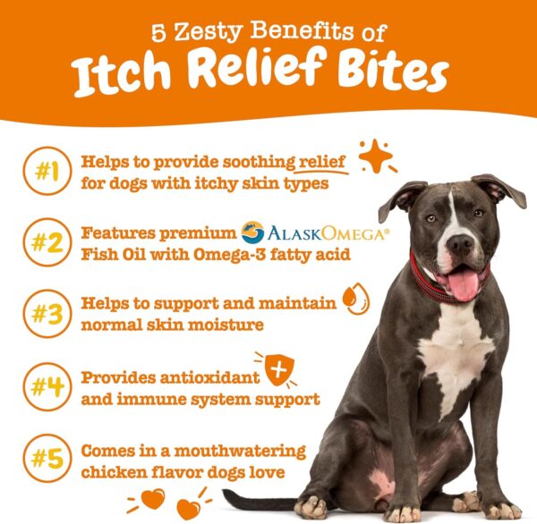 Zesty Paws Itch Relief for Dogs - for Itching Skin & Coat Health - Omega-3 Fish Oil with EPA & DHA - Dog Bites Supplement with Vitamin C & E for Antioxidant Support - Chicken Flavor - 90 Count - Image 4