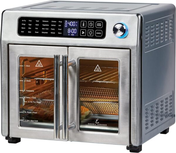 Emeril Lagasse 26 QT Extra Large Air Fryer, Convection Toaster Oven with French Doors, Stainless Steel - Image 2