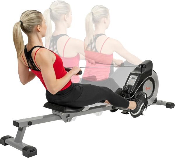 Sunny Health & Fitness Magnetic Rowing Machine - Silver - SF-RW520084S - Image 10