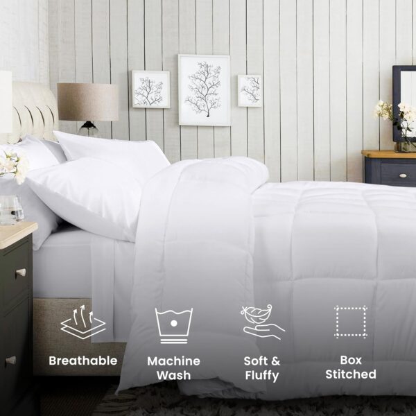 Utopia Bedding All Season Down Alternative Quilted Queen Comforter - Duvet Insert with Corner Tabs - Machine Washable - Bed Comforter - White - Image 4