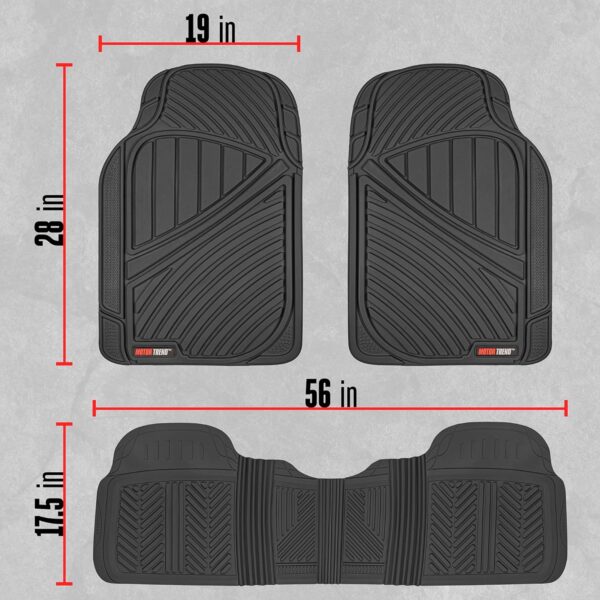 Motor Trend FlexTough Performance All Weather Rubber Car Floor Mats - 3 Piece Floor Mats Automotive Liners for Cars Truck SUV, Heavy-Duty Waterproof (Black) - Image 9