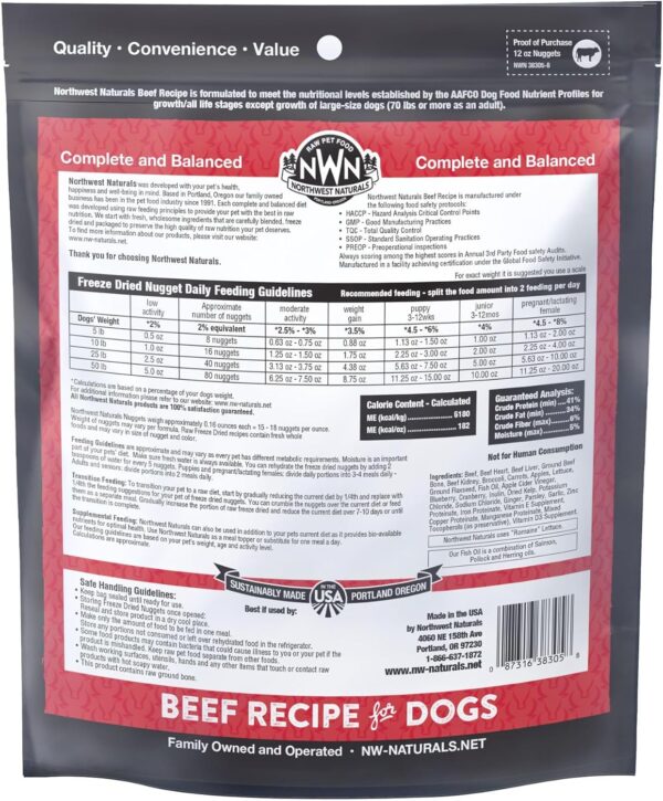 Northwest Naturals Freeze-Dried Beef Dog Food - Bite-Sized Nuggets - Healthy, Limited Ingredients, Human Grade Pet Food, All Natural - 12 Oz (Packaging May Vary) - Image 3