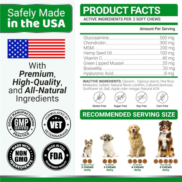 Glucosamine for Dogs - Hip and Joint Supplement for Dogs - 170 Ct - Glucosamine Chondroitin for Dogs Chews - Dog Joint Pain Relief with MSM - Advanced Dog Joint Supplement Health - Mobility Support - Image 7