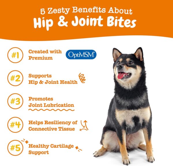 Zesty Paws Mobility Bites Dog Joint Supplement - Hip and Joint Chews for Dogs - Pet Products with Glucosamine, Chondroitin, & MSM + Vitamins C and E for Dog Joint Relief - Bacon – 90 Count - Image 4