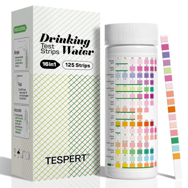 Water Testing Kits for Drinking Water: 125 Strips 16 in 1 Well and Drinking Water Test Kit, TESPERT Water Test Strips with Hardness, pH, Lead, Iron, Copper, Chlorine, and More - Image 10