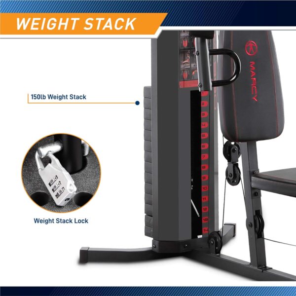 Marcy Multifunction Steel Home Gym 150lb Weight Stack Machine - Image 4