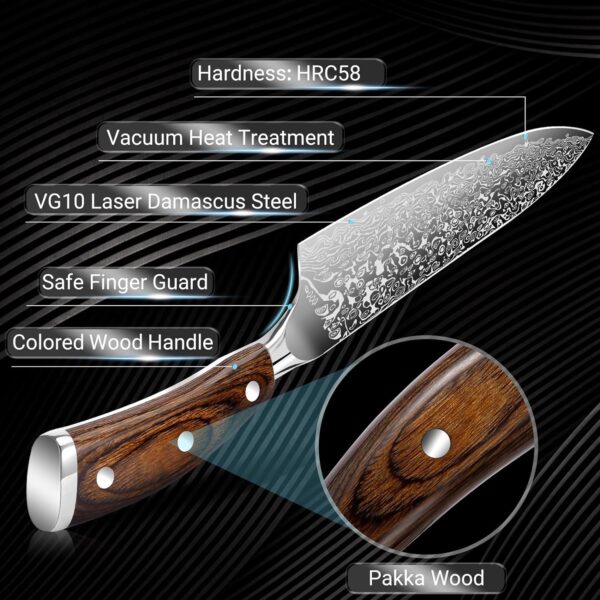 8-Inch Professional Chef's Knife - High Carbon German Stainless Steel Blade - Ergonomic Pakkawood Handle - Super Sharp for Precision Cooking - Gift Box Included - Image 3