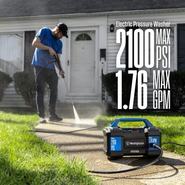 Westinghouse ePX3100v Electric Pressure Washer, 2100 Max PSI 1.76 Max GPM, Built-in Carry Handle, Detachable Foam Cannon, Pro-Style Steel Wand, 4-Nozzle Set, for Cars/Fences/Driveways/Home/Patios - Image 3