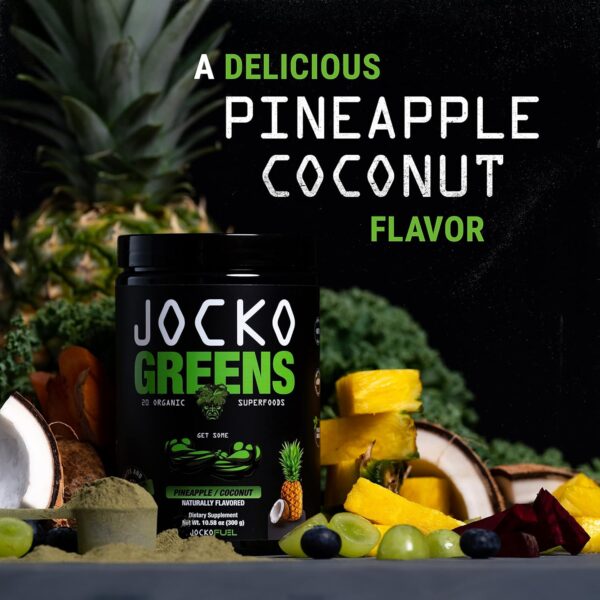 Jocko Fuel Greens Powder (Coconut/Pineapple Flavor) - Organic Greens & Superfood Powder for Healthy Green Juice - Keto Friendly with Spirulina, Chlorella, Digestive Enzymes, & Probiotics - 30 Servings - Image 5