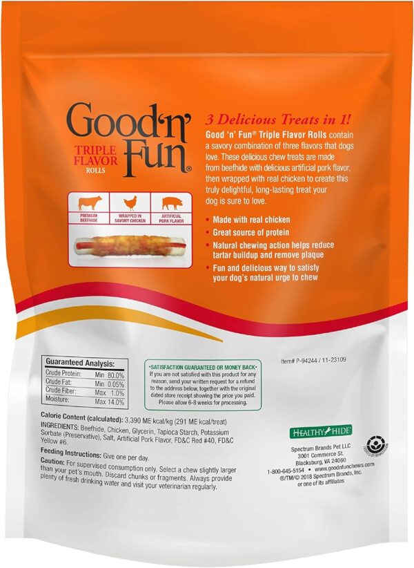 Good'n'Fun Triple Flavor 7 inch Rolls, Chews for Dogs, 6 Count (Pack of 1) - Image 3