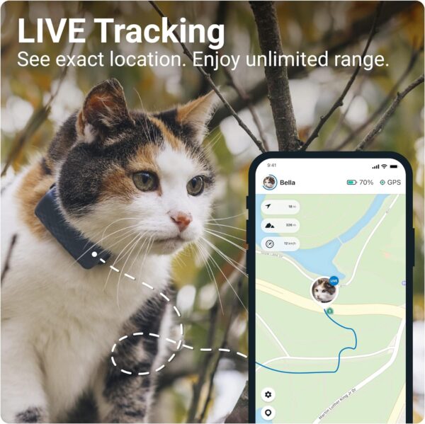 Tractive GPS Tracker & Health Monitoring for Cats (6.5 lbs+) - Market Leading Pet GPS Location Tracker | Wellness & Escape Alerts | Waterproof | Works with Any Collar (Dark Blue) - Image 3