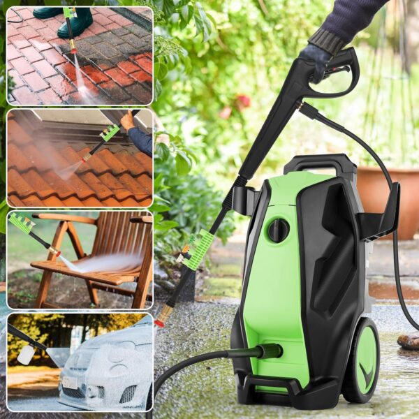 4200PSI Electric Pressure Washer 4.0GPM High Power Washers Electric Powered Professional High Pressure Cleaner for Cars Driveways Fences Patios (Green) - Image 7