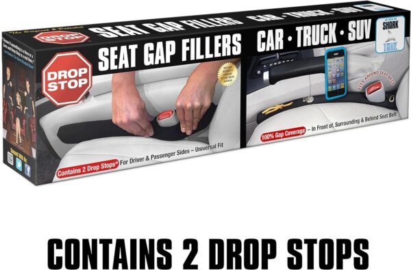 Drop Stop - The Original Patented Car Seat Gap Filler (As Seen On Shark Tank) - Between Seats Console Organizer, Set of 2 and Slide Free Pad and Light - Image 3