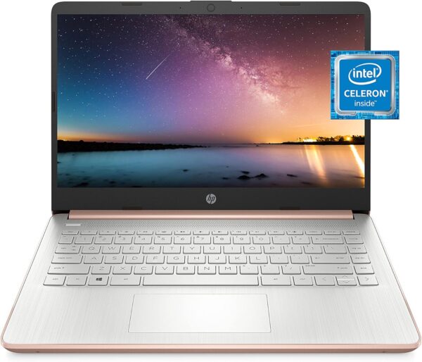 HP 14 Laptop, Intel Celeron N4020, 4 GB RAM, 64 GB Storage, 14-inch Micro-edge HD Display, Windows 11 Home, Thin & Portable, 4K Graphics, One Year of Microsoft 365 (14-dq0030nr, Pale Rose Gold) - Image 2