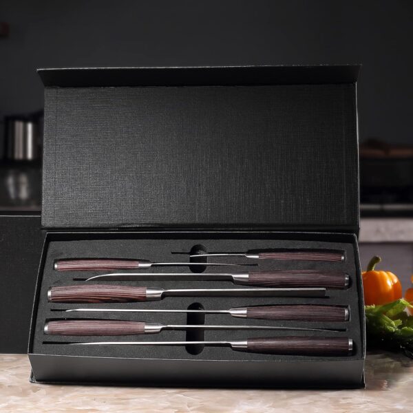 PAUDIN 7 Pieces Chef Knife Set, Professional Knives Set for Kitchen, Sharp High Carbon Stainless Steel Blade and Pakkawood Handle with Gift Box - Image 9