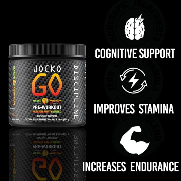 Origin Jocko Fuel Pre Workout Powder with L-Citrulline, Nootropic & Caffeine for Endurance & Stamina - Keto, Sugar Free Blend for Distance Running, Cycling, Jiu Jitsu - 30 Servings (Mango) - Image 3