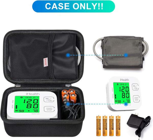 BOVKE Carrying Case for iHealth Track Smart Upper Arm Blood Pressure Monitor, iHealth Bluetooth Blood Pressure Machine Case, Black - Image 3