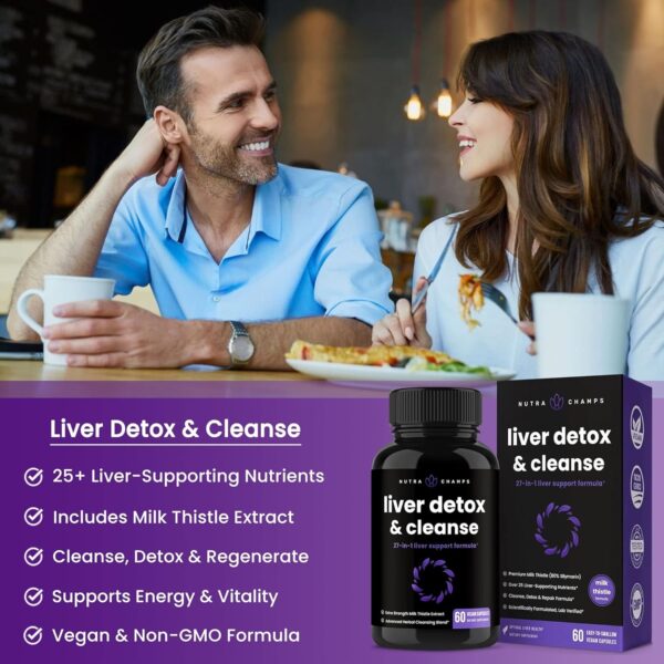 Liver Cleanse Detox & Repair Formula | 20+ Herbs: Milk Thistle Extract with Silymarin, Artichoke, Dandelion, Chicory Root Powder & More! | Premium Liver Support Pills Supplement, 60 Capsules - Image 5