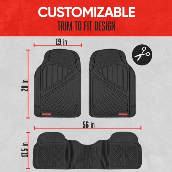 Motor Trend FlexTough Performance All Weather Rubber Car Floor Mats with Cargo Liner – Full Set Front & Rear Floor Mats for Cars Truck SUV, Automotive Floor Mats (Black) - Image 7